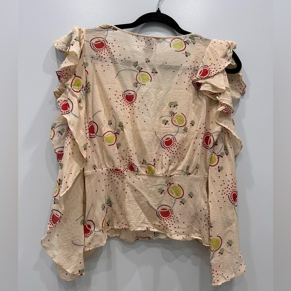 Marc Jacobs Vintage Silk sheer top in cream with red and green polka dot graphic - Picture 5 of 8